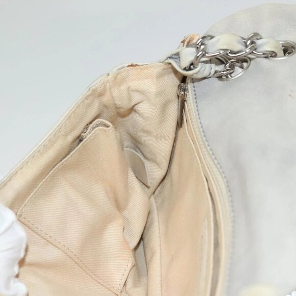 CHANEL Chain Shoulder Bag Lamb Skin Ivory Silver CC Auth 134523 - Picture 13 of 16